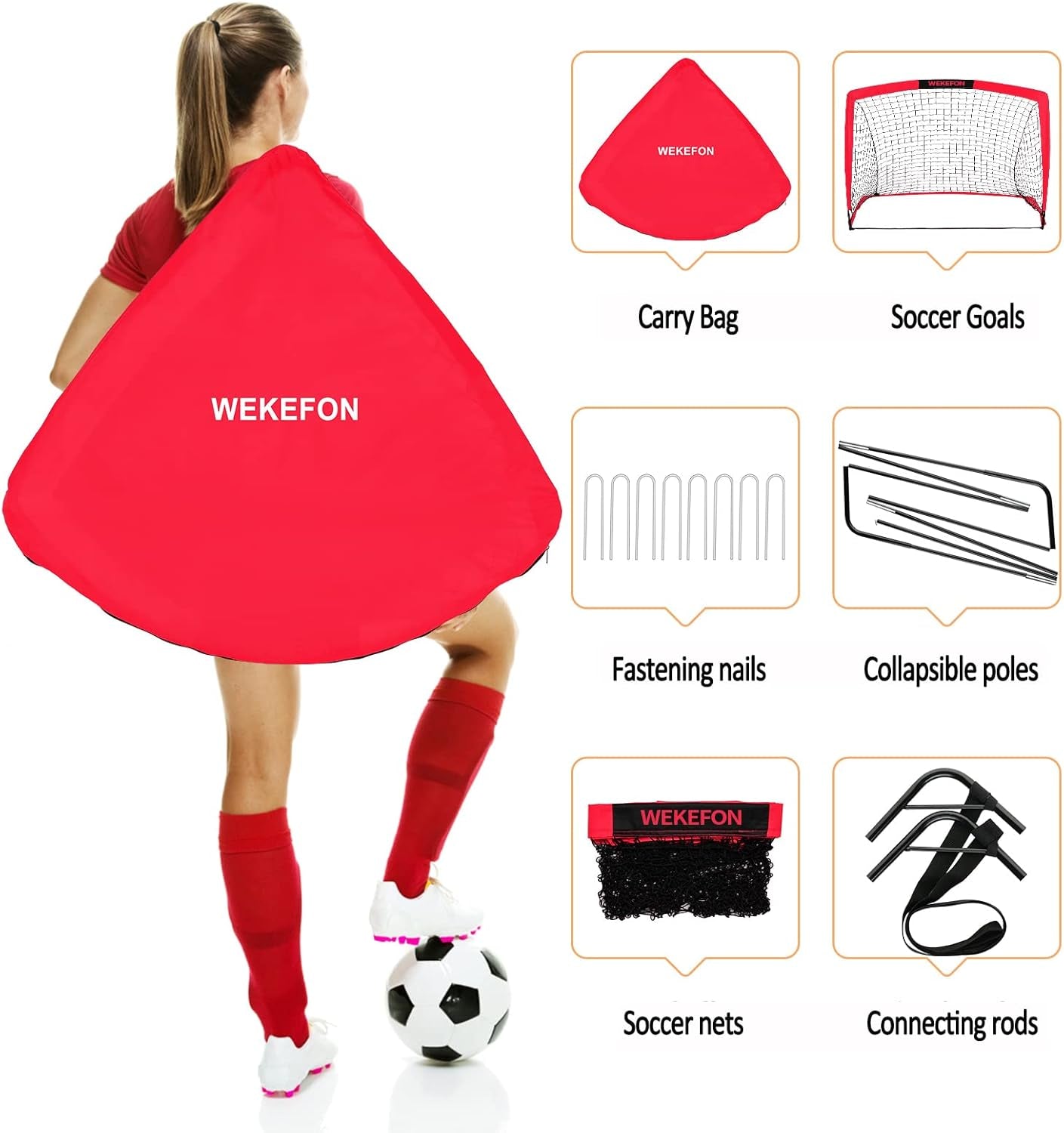 Backyard Soccer Goals - Portable Kids Soccer Net Set of 2-3.6'X2.7' - Pop up Folding Indoor + Outdoor Goals with Carry Bag - Easy Assembly and Compact Storage