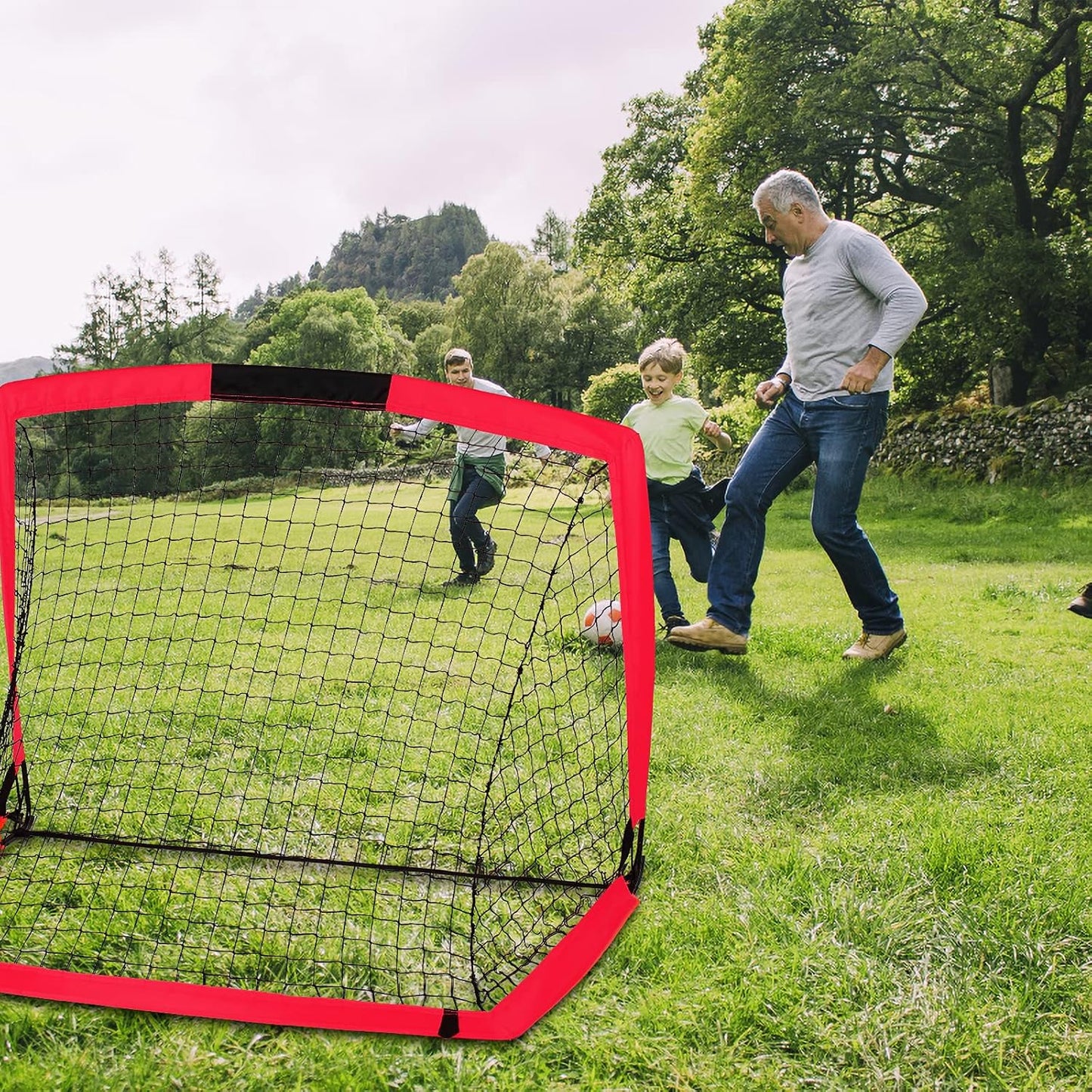 Backyard Soccer Goals - Portable Kids Soccer Net Set of 2-3.6'X2.7' - Pop up Folding Indoor + Outdoor Goals with Carry Bag - Easy Assembly and Compact Storage