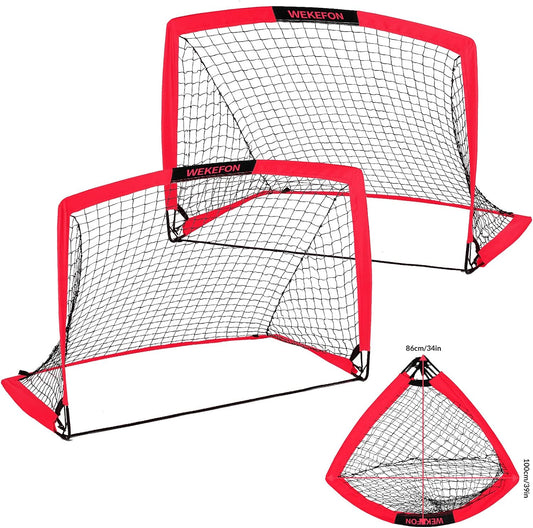 Backyard Soccer Goals - Portable Kids Soccer Net Set of 2-3.6'X2.7' - Pop up Folding Indoor + Outdoor Goals with Carry Bag - Easy Assembly and Compact Storage