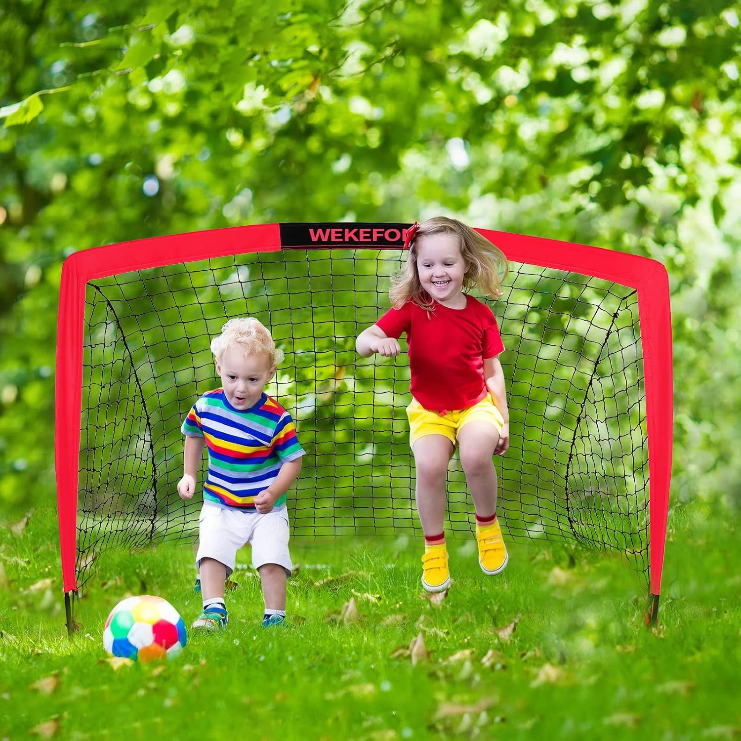 Backyard Soccer Goals - Portable Kids Soccer Net Set of 2-3.6'X2.7' - Pop up Folding Indoor + Outdoor Goals with Carry Bag - Easy Assembly and Compact Storage