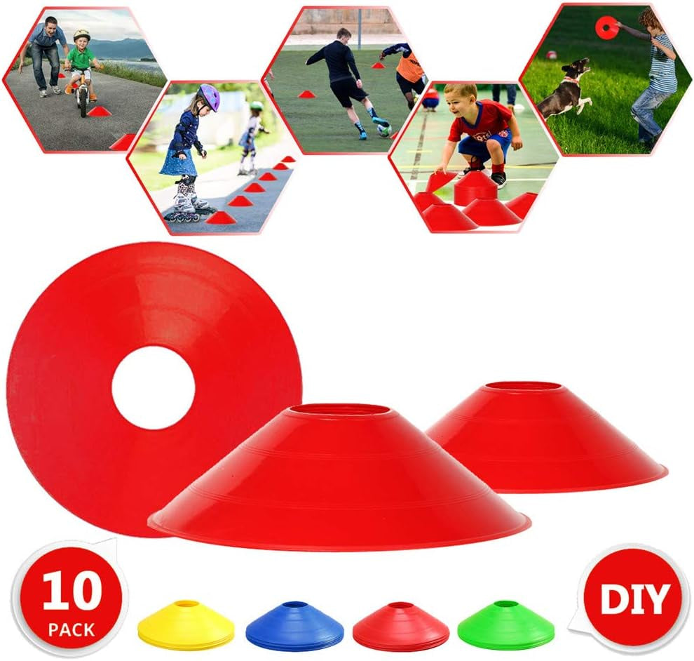 10 Pack Pro Disc Cones Sports Cones,Basketball, Agility Soccer Cones,Football, Kids,Sports,Field Cone Markers,Agility Field Marker Cones