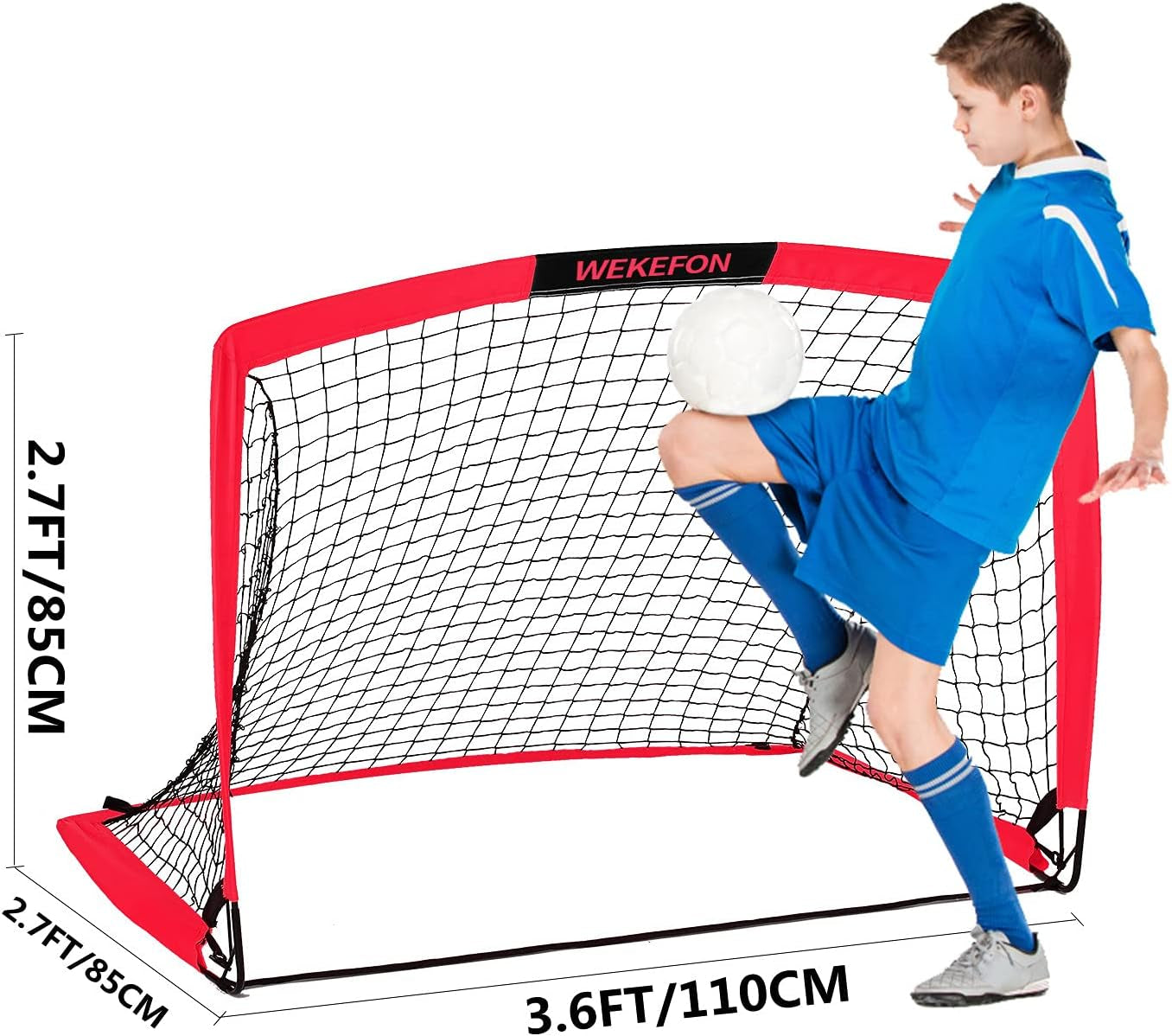 Backyard Soccer Goals - Portable Kids Soccer Net Set of 2-3.6'X2.7' - Pop up Folding Indoor + Outdoor Goals with Carry Bag - Easy Assembly and Compact Storage