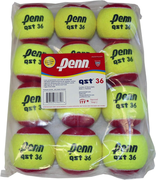 QST 36 Tennis Balls - Youth Felt Red Tennis Balls for Beginners